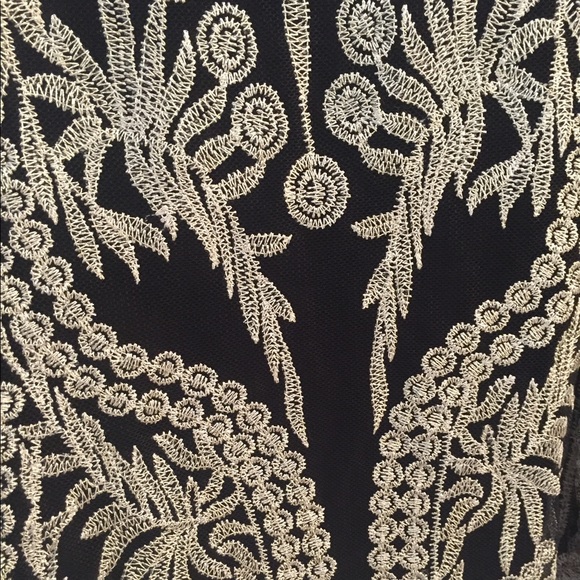 Black & Gold Sheer Embroidered Top w/tank - Picture 5 of 7